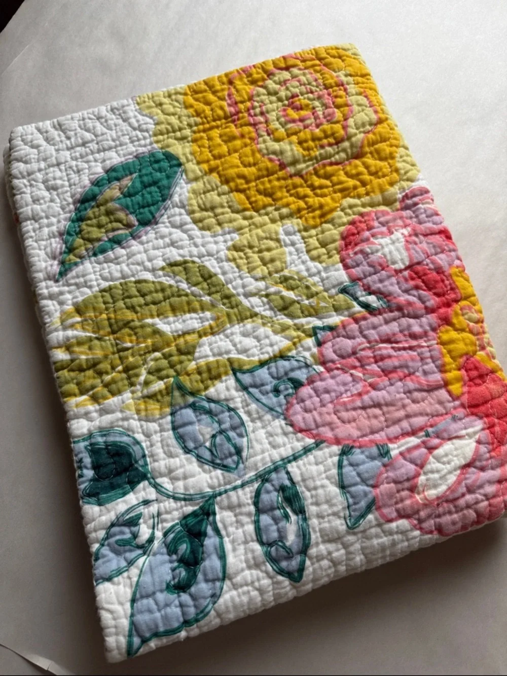 Floral quilted pillow sham standard 100% cotton multi color vibrant cottagecore